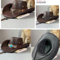 Cowgirl Cowboy hat Fashionable Western style Faux leather Fedora hats Vintage Ox head belt for Outdoor travel Western-themed parties Horseback riding Daily wear Sun protection. 