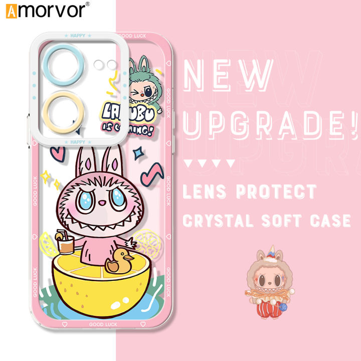 AMORVOR for Tecno Pova 5 Pro 5G Back Cover Cute Labubu Phone Cover Camera Protection Transparent TPU Soft Case