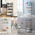 5 Tier Metal Mesh Rolling Cart Storage Trolley Tower Rack Organizer Kitchen Pantry Gap. 