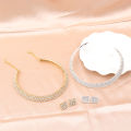 【Hot demand】4Pcs/set Bridal Jewelry Set Necklace Bracelets Ring Earrings Set Super Gorgeous Luxury Shiny Fashion Jewelry Party Gift Qoddess.