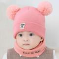 Newborn Kids Baby Boy Girl Pom Hat Winter Warm Knit Bobble Beanie Cap Scarf Set. 