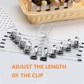 10Pcs Metal Trousers Hangers, Non-Slip Clips Hanger for Slacks Jeans Socks, Skirts Hangers with 2-Adjustable Clips. 