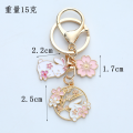 Handmade Rabbit Keychain Decorative Pink Purple Enamel Keychain Blue Korean Fashion Cherry Blossom Keychain for Daily Use. 