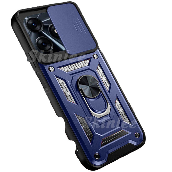 Phone Case for Tecno Spark 10C Spark 10 4G Back Cover Hard Armor Shockproof Camera Protection Handphone Casing for Tecno Spark10C Spark 10 4G Phone Cases Navigation Holder Ring Cover