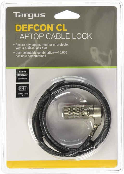 TARGUS  DEFCON Laptop Cable Lock  with built in lock slot- Made in Taiwan