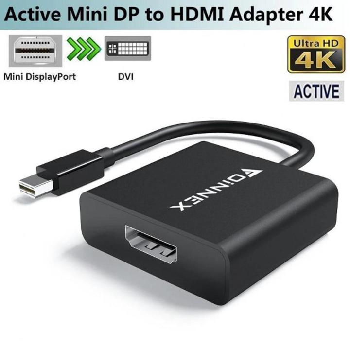 Active DisplayPort to HDMI Adapter,4K Male DP 1.2 in to Female HDMI 1.4 Out Converter,DP-HDMI Video Connector for Laptop,Desktop,PC to Monitor,Projector,TVDP Display Port Male to HDMI Female Adapter Black