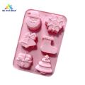ABH Christmas Series Baking Stencil 6 Cells Soft Silicone Cartoon Xmas Patterns Casting Die DIY Craft Pan for Soap Chocolate. 