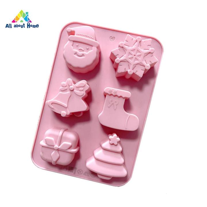 ABH Christmas Series Baking Stencil 6 Cells Soft Silicone Cartoon Xmas Patterns Casting Die DIY Craft Pan for Soap Chocolate