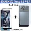 Infinix Note 12 VIP 9D Glass Protector Tempered Glass Edge To Edge + Back Matte Protector Fiber Carbon Soft Skin Sheet For Infinix Note 12 VIP. 