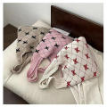 Polyester Crochet Tote Bag Soft Texture Knitted Handbag Bow Pattern Bag for Daily Use Market Shopping Beach Accessory Women's Fashion Casual Outing. 