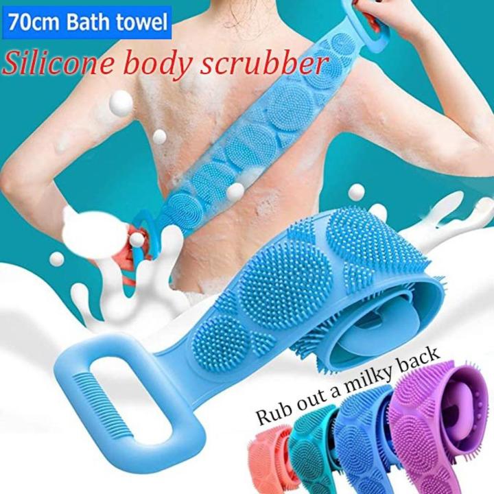 Silicone Back Scrubber Body Cleaning Tools Bath Belt Massage Brush (1 PCS)