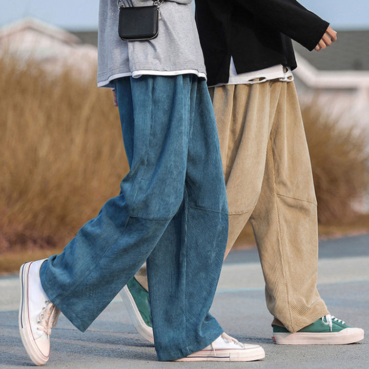 Sunnyheart Men Trousers Wide Leg Relaxed Fit Baggy Pants