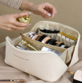 Multifunctional Portable Large Capacity Travel Cosmetic Bag with Handle Makeup Organizer Bag Storage Makeup Bag Waterproof PU Leather Travel Toiletry Bag for Women. 