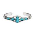 Vintage Bracelet Adjustable Natural Blue Stone Retro Bangle. 