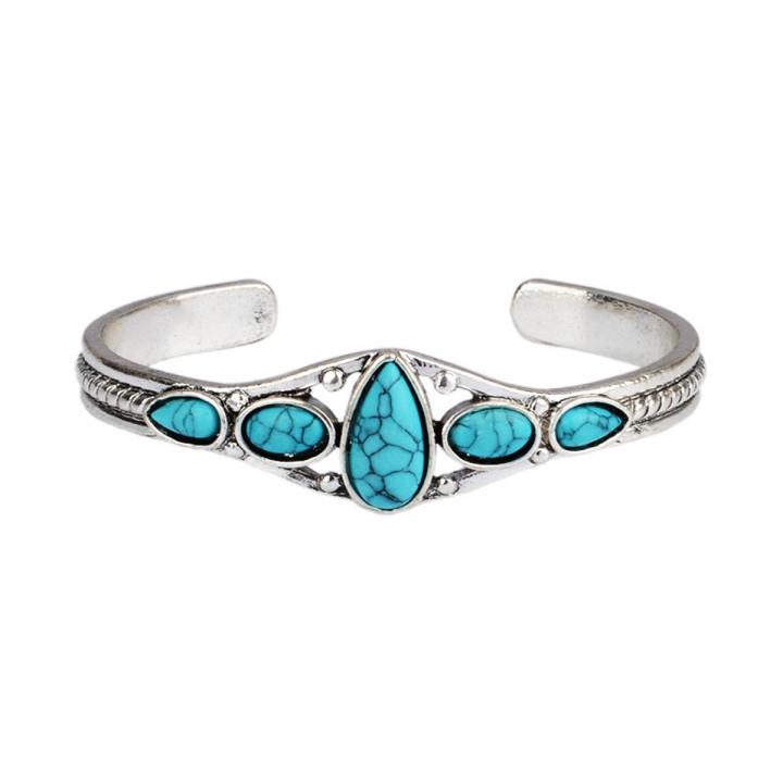 Vintage Bracelet Adjustable Natural Blue Stone Retro Bangle