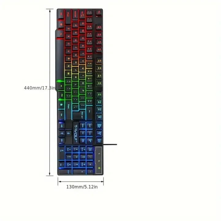 WOLF T20 Gaming Keyboard – Wired Backlit Computer Keyboard with RGB ...