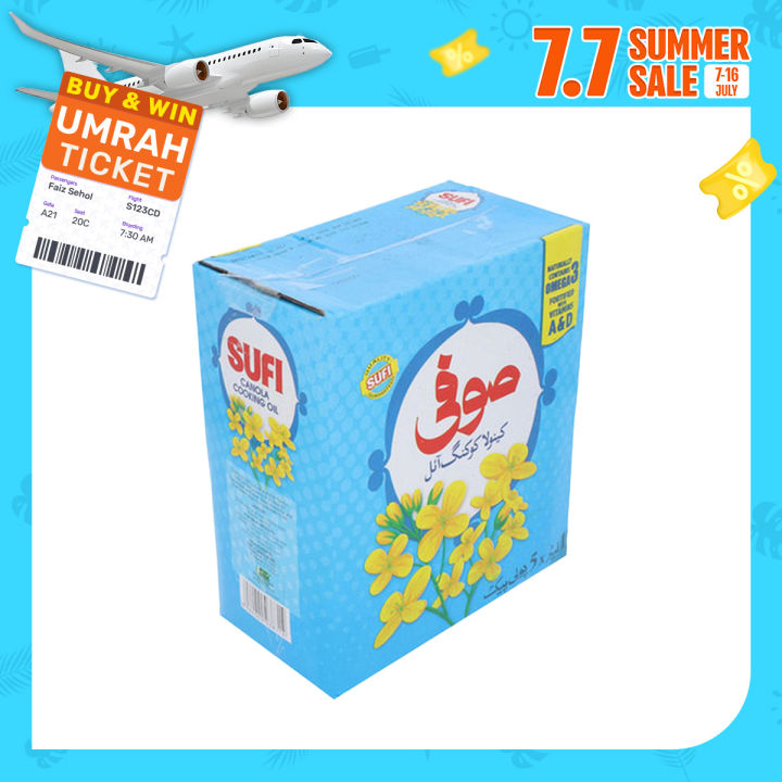 Sufi Canola Cooking Oil 1Ltr x 5 Poly Bag