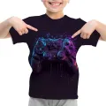 New 2024 Summer Kids Clothes 3D Gamepad Joystick Print Children's Harajuku Clothes Boys Short Sleeve Tops T-Shirt Girls Clothes. 