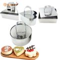 Stainless Steel Cake Molds With Push-Pieces  Molds For Small Cakes, Biscuits, Rice Balls And Bento  Round, Heart-shaped, Square And Triangular Diy Baking Tools. 