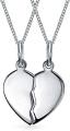 Personalized Split Broken Heart Break Apart Gifts Pendant Necklace For Lover Couples BFF Sterling Silver Custom Engraved. 