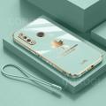 For Huawei Honor 20 Lite Back Cover with Lanyard Luxury Shiny Plating Maple Leaf Camera Lens Protection Square Edge Bumper Soft Silicone Protective Phone Case. 