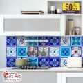 Gifts Art -  Tile Stickers Pack of 6 / 12 / 24 / 48 / 102 Pcs. 12x12 cm Blue Pattern Design Wall Decorative Self Adhesive Tiles Stickers Bathroom Kitchen Sticker Wall Wallpaper Border Decoration. 