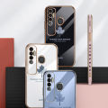 COROGI for Tecno Camon 17 Back Cover with Lanyard Luxury Plating Maple Leaf Stylish Fancy Case Soft Silicone Square Mobile Phone Cases Pouch for Girls Boys. 