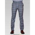 Y.BRAND-GREY SLIM-FIT PLAID CHECK CASUAL Pant for men-DP-1014. 