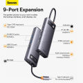 Baseus Laptop Docking Station Dual Monitor, 9 in 1 USB C HUB with 2 HDMI 4K, 100W PD, SD/TF Card Reader, Type C Multiport Adapter for MacBook/HP/Lenovo. 