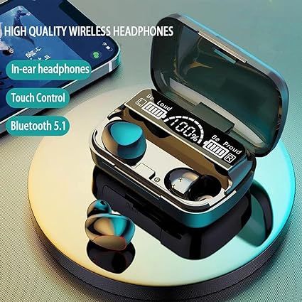 M10 TWS Airpods _ with Super Sound & High Quality Touch Sensors True Stereo Headphones with Built in Mic 10m Transmission Bluetooth Wireless Earbuds , Charging Case Sport Headset for all Bluetooth Smart devices.