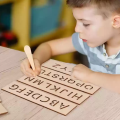Educational Wood Handwriting Stencil Set | Easy-to-Use Writing Guide for Kids & Preschoolers | Letters & Number Stencils for More Convenient Handling & Tracing | Reusable Boards (Letters). 