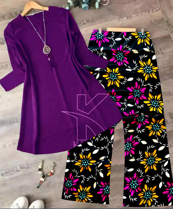 New%20Plain%20Kurti%20And%20Printed%20Trouser%20For%20Girls%20And%20Women%20-%20Image%207
