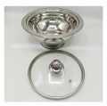 Durable Made Set OF 3 Stainless Steel Glass Lids Curry Serving Dishes Donga Set Salan Donga Set 800ML,900ML,1000ML Silver-Basic Kitchen Gadgets/Accessories. 