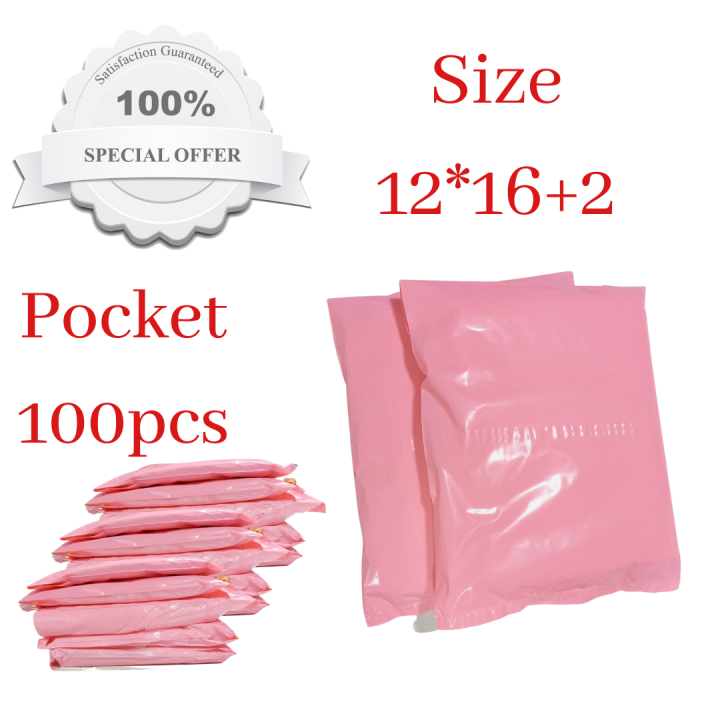 Large Pink Flyer Bags | Courier Flyers With Pocket | Size 12 x 16 inches | 100 Pieces