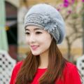 New Arrival Elegant Women Knitted Hats Rabbit Fur Cap Autumn Winter hat Ladies Female Fashion Skullies Beret Hat. 