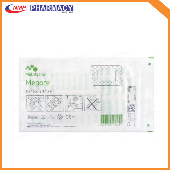 Mepore 8x15 cm Wound Dressing | Large Sterile Self-Adhesive Dressing for Surgical Wounds, Stitches & Injuries | Breathable, Hypoallergenic & Comfortable | Buy Online Pakistan | NMP New Mahmood Pharmacy