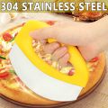 Pizza Cutter, Food Chopper, Super Sharp Blade Stainless Steel, Pizza Rocker Slicer with Protective Sheath, Pizza Knife with Multi Function, Kitchen Tools, Dishwasher Safe Size 15.5 * 13 cm. 