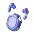 2024 Transparent series TWS Bluetooth earbuds Large screen digital breathing light listening to music. 
