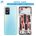Oppo A96 Housing Middle Frame With Side Button and Camera Lens Complete Body Casing Replacement For A96 - Blue. 
