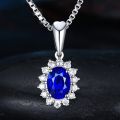 Double Fair Wedding Pendant Necklace For Women Delicate Oval Blue Stone Zircon Silver Color Fashion Jewelry KBN206. 