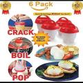 Pack of 6 - Silicon Egg Cooker As Seen on TV, Non Stick Silicone Egg Boiler, Hard Boiled Eggs without the Shell. 