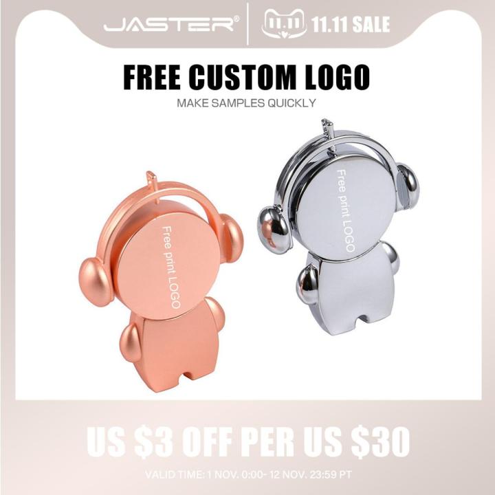 JASTER USB 2.0 Flash Drives Real capacity Cute Metal Cartoon Pen Drive 64GB Memory Stick 32GB 16GB 8GB Free Custom Logo Pendrive