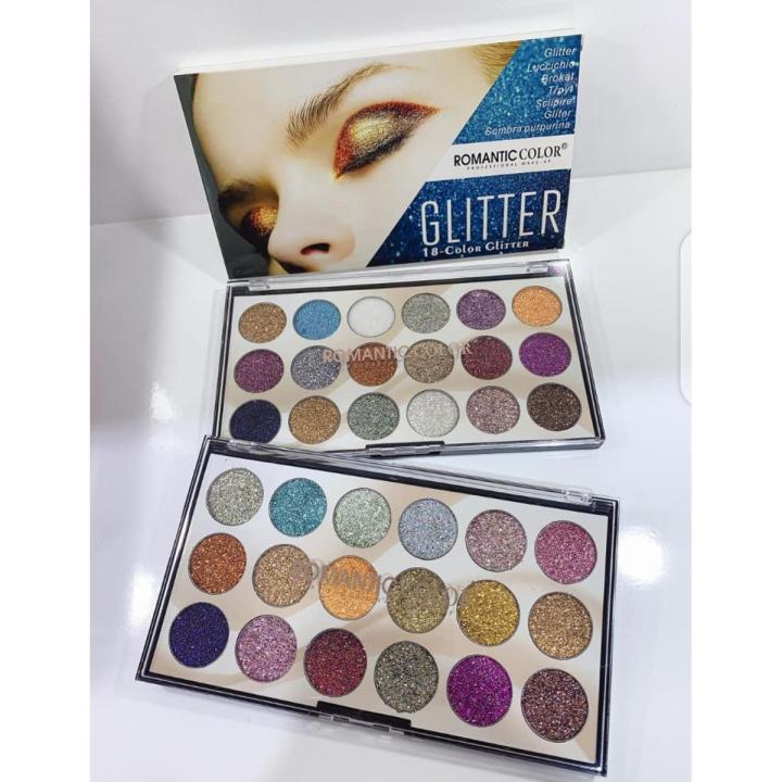 ROMANTIC COLOR 18 COLOUR GLITTER PALETTE