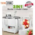 National Juicer Machine 3in1, Juicer-Blender-Grinder- Juicer Machine Vegetable and Fruit Juice Extractor - Power Juicer with 900W & Stainless Steel Filter - Heavy Duty Machine Motor with High Juice Yield - Easy to Clean & Included Brush -. 