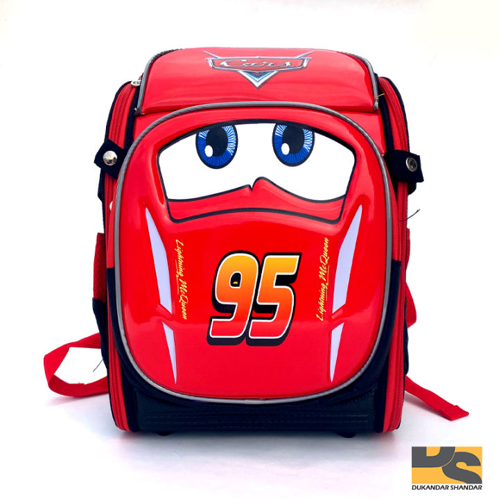 Disney Pixar Cars 3D Lightning McQueen 95 Cars School Bag Backpack Kids school for class 1 to 4