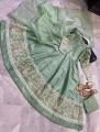 Fancy embroidery maxi 3 piece patches on full Ghera and Bazu stitched dress for girls. 