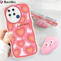 Jizetin for Realme C15 Back Cover + Free Pop Socket Love Ripple Soft Wavy Shape TPU Phone Case For Girls Boys. 