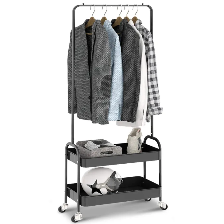2-in-1%20Garment%20Rack%20with%202-Tier%20Shelves%20&%20Rolling%20Storage%20Cart%20%7C%20Clothes%20Coat%20Hanger%20Stand%20with%20Metal%20Baskets%20%7C%20Multifunctional%20Clothing%20&%20Shoe%20Organizer%20Trolley%20-%20Image%203