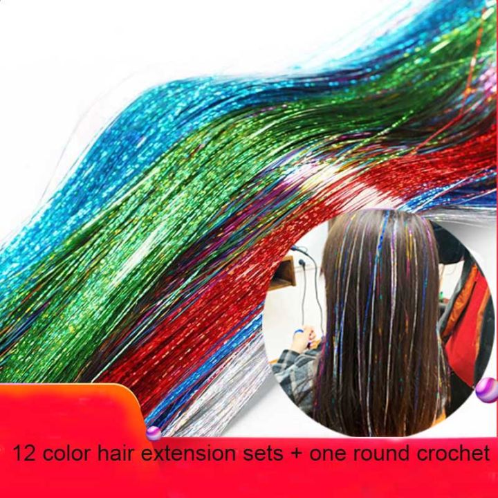 NYT%20Hair%20Tinsel%20Strands%20Kit%20Tinsel%20Hair%20Extensions%20Fairy%20Hair%20Tinsel%20Kit%20For%20Women%20Girls%20With%20Tools%2012%20Colors%20-%20Image%208