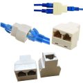 RJ45 3 Way Network Cable Adapter Splitter Extender Plug Coupler RJ45 Ethernet Connector Splitter 1 To 2 Socket Internet Cable Cat 5/6. 